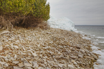 Ice Buildup on the Shoreline Upper peninsula