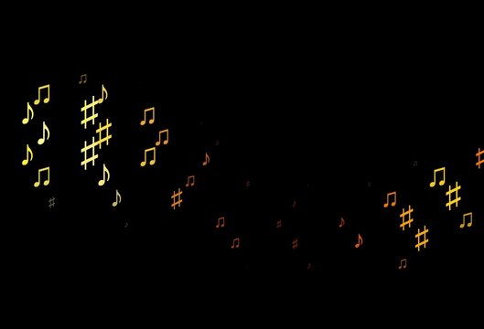 Dark Yellow, Orange vector texture with musical notes.