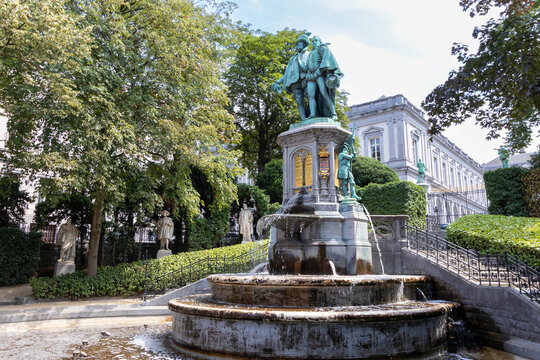 Statue of Counts Egmont and Hoorn in the Square of Petit Sablon, Brussels, Belgium