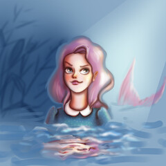 a mysterious mermaid put on a human dress and emerged from the water