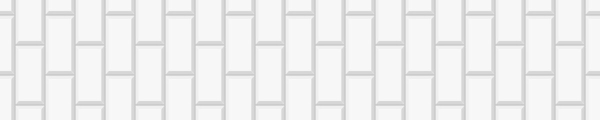 Vertical rectangle tile background. Ceramic or brick white wall seamless pattern. Kitchen backsplash or bathroom floor horizontal texture. Interior or exterior decoration. Vector flat illustration