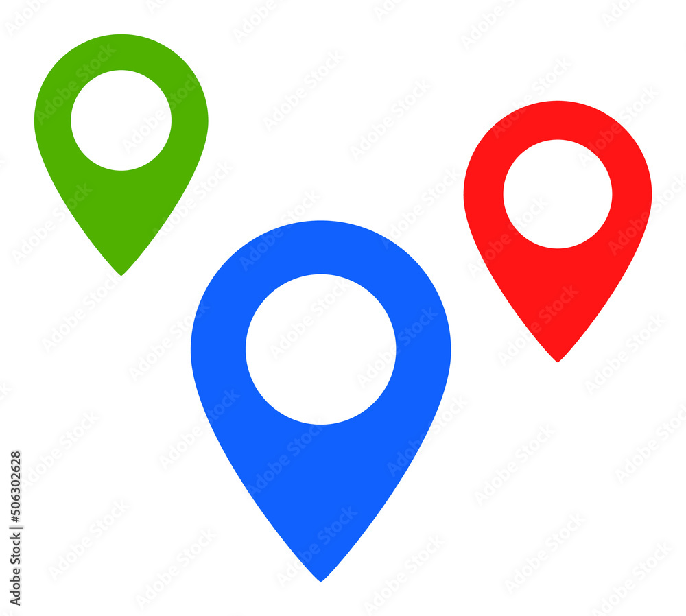 Poster map objects vector illustration. flat illustration iconic design of map objects, isolated on a white