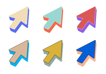 3d vector icon, mouse pointer, up arrow, arrow icon set