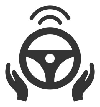 Driverless car vector illustration. Flat illustration iconic design of driverless car, isolated on a white background.
