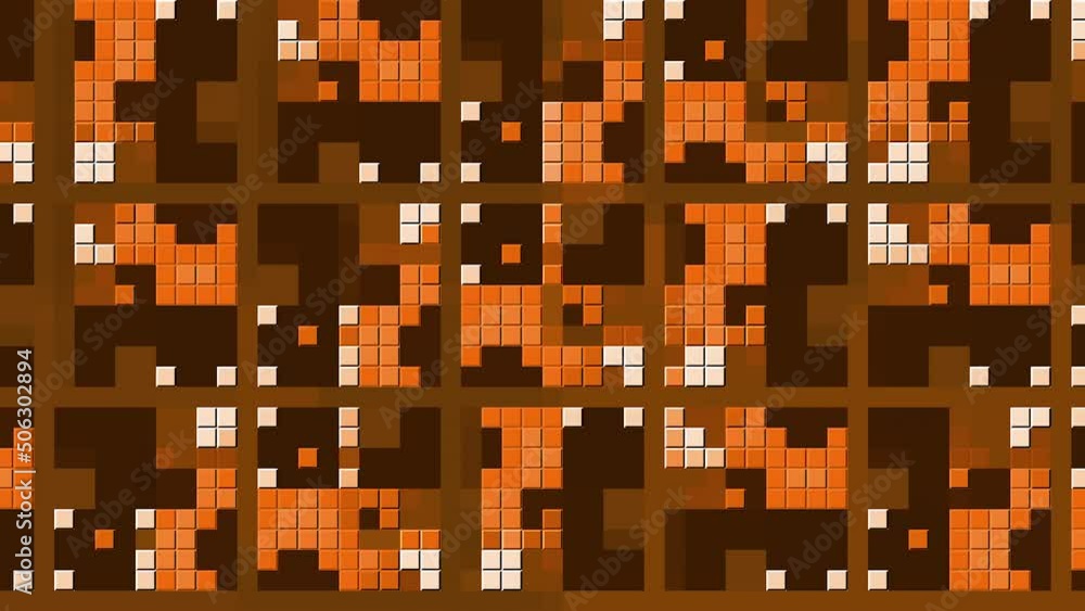 Poster squares with changing mosaic pattern. motion. beautiful disco background with mosaic squares. lots o