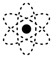 Atom model vector illustration. Flat illustration iconic design of atom model, isolated on a white background.