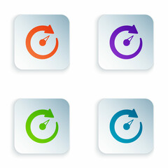 Color Digital speed meter icon isolated on white background. Global network high speed connection data rate technology. Set colorful icons in square buttons. Vector