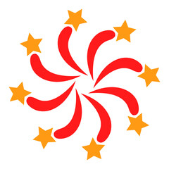 Fireworks vector illustration. Flat illustration iconic design of fireworks, isolated on a white background.