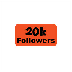 20k followers Orange vector, icon, stamp, logo illustration