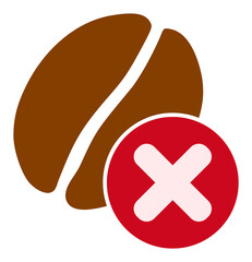 Cancel coffee bean vector illustration. Flat illustration iconic design of cancel coffee bean, isolated on a white background.
