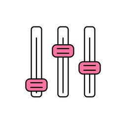 Audio streaming service equipment icon. Buttons to adjust volume and tone of sound during podcast or live broadcast. Setting up audio track. Cartoon flat vector illustration isolated white background.