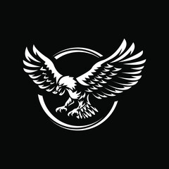 Eagle flying on dark background. Eagle Logo Template - obrazy, fototapety, plakaty