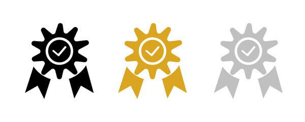  Premium Quality labels gold, silver and blackisolated on white background. Goods quality mark, rating of books, magazines, publications. Vector icons for apps and websites