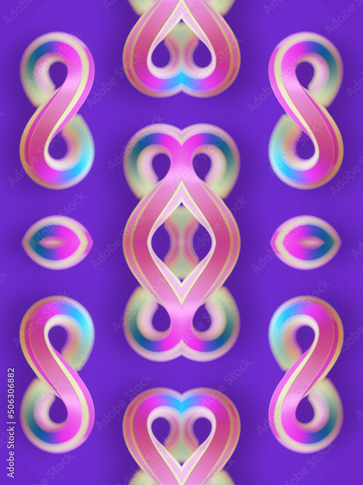 Poster neon color abstract magic shape with depth of field effect. 3d rendering digital illustration