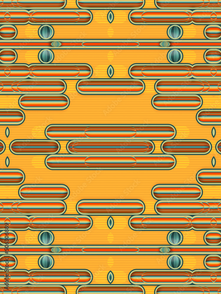 Aufkleber Pattern of multicolored lines and dots. 3d rendering digital illustration. Abstract geometric shapes. Design element