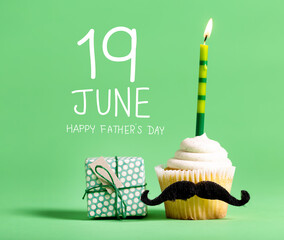 Father's Day message with cupcake with a moustache - obrazy, fototapety, plakaty