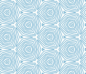 Striped hand drawn pattern. Blue symmetrical