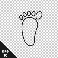 Black line Foot massage icon isolated on transparent background. Vector