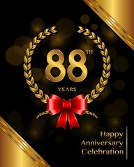 88 years anniversary celebration logotype with golden laurel and wreath, for booklet, leaflet, magazine, brochure poster, banner, web, invitation or greeting card. Vector illustrations.