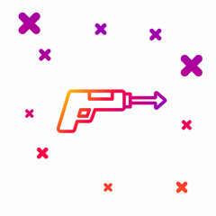 Color line Fishing harpoon icon isolated on white background. Fishery manufacturers for catching fish under water. Diving underwater equipment. Gradient random dynamic shapes. Vector