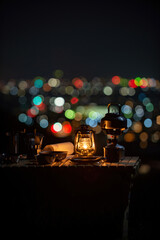 夜景とランタン