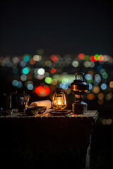 夜景とランタン