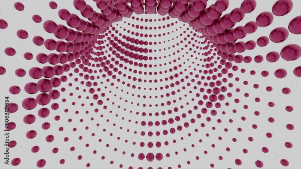 Poster tunnel of many colored balls. design. moving 3d tunnel with pulsating balls. tunnel of many pulsatin