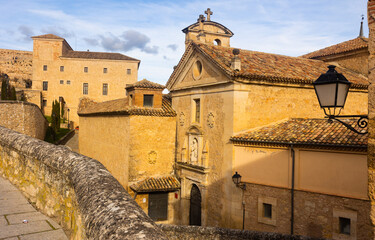 View Church of San Pedro and the Carmelite Monastery in city Cuenca, Spain - obrazy, fototapety, plakaty