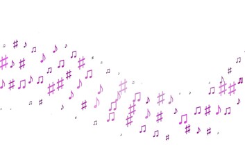 Light Purple vector template with musical symbols.