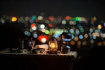夜景とランタン