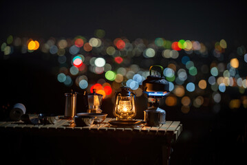 夜景とランタン