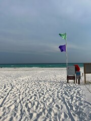 Fototapeta na wymiar Beach safety flags at Henderson Beach State Park Florida 