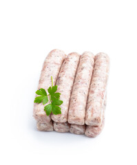 Set of pork sausages isolated on white background
