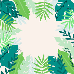 Summer tropical background with leaves and plants
