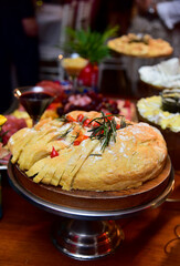 sliced ​​bread with pepper and rosemary, Italian food, baker's day