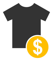 Dress price vector illustration. Flat illustration iconic design of dress price, isolated on a white background.