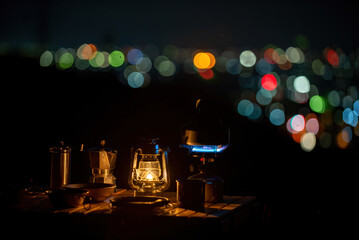 夜景とランタン