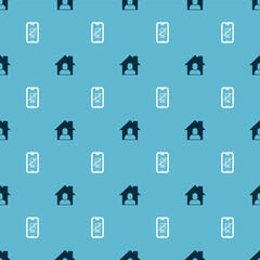 Set Online working and Mute microphone on mobile on seamless pattern. Vector