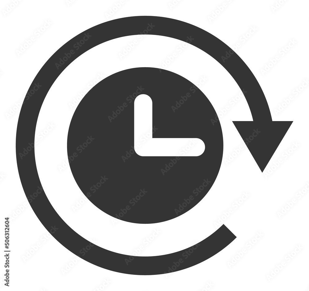 Poster clockwise rotation vector illustration. flat illustration iconic design of clockwise rotation, isola