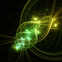 Abstract background, smooth blue lines on a black background