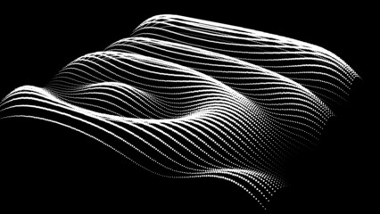 3d dynamic node of big data dots science. Wave infinity sinusoid line from particles. Swirl hill electric neon bulge topology. Vibrate waveform drum music background. Sea research science drip drop.