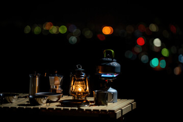 夜景とランタン