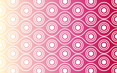 Abstracts circle wave and dot white on red background. Vector illustration.