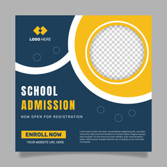 School admission social media template design. - Vector. - obrazy, fototapety, plakaty