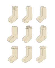 ベージュの靴下のイラストセット