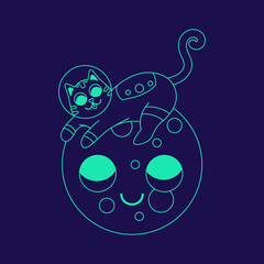 moon and cat outlined