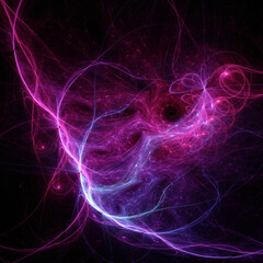 Abstract background, smooth blue lines on a black background