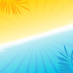 summer background design with gradient and palm leaf theme