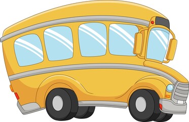 Cartoon yellow bus on white background