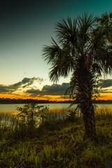 Colorful Sunset over Lake Zobel, George LeStrange Preserve, Fort Pierce, Florida